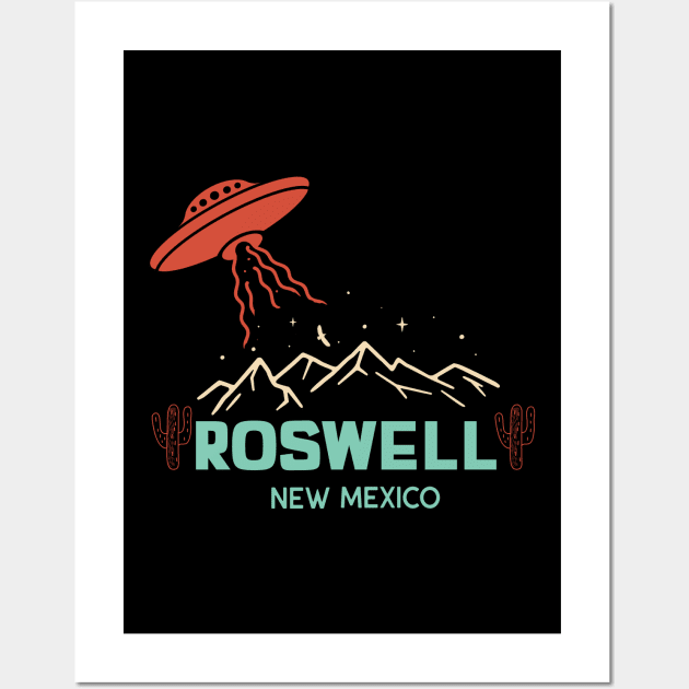Roswell New Mexico, Roswell UFO Roswell NM Space Alien Area 51 Take Me With You Funny Alien Gift for Him Ufo Lover 1947 Wall Art by Funkrafstik